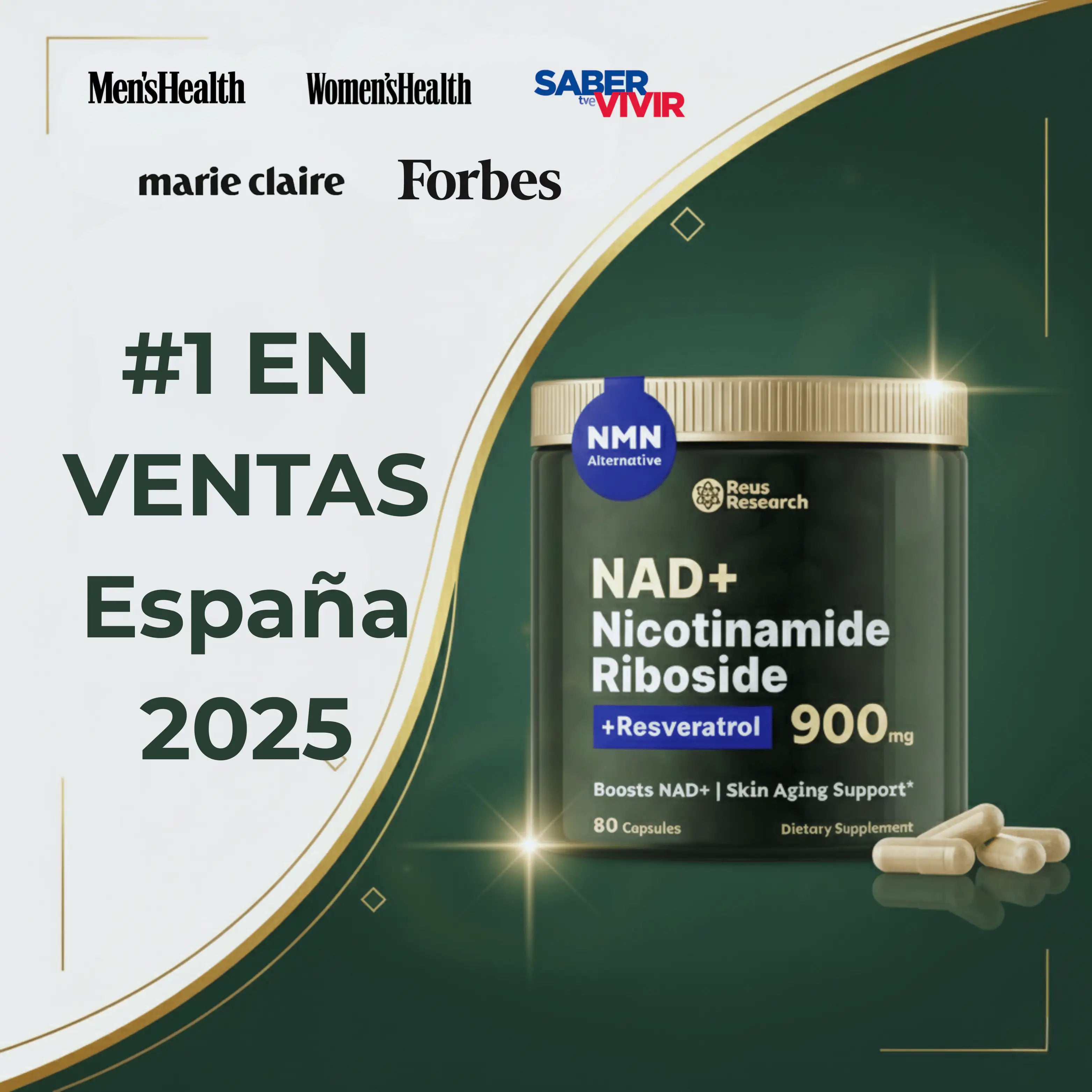 Travão do Envelhecimento | NAD+ 900mg + Resveratrol