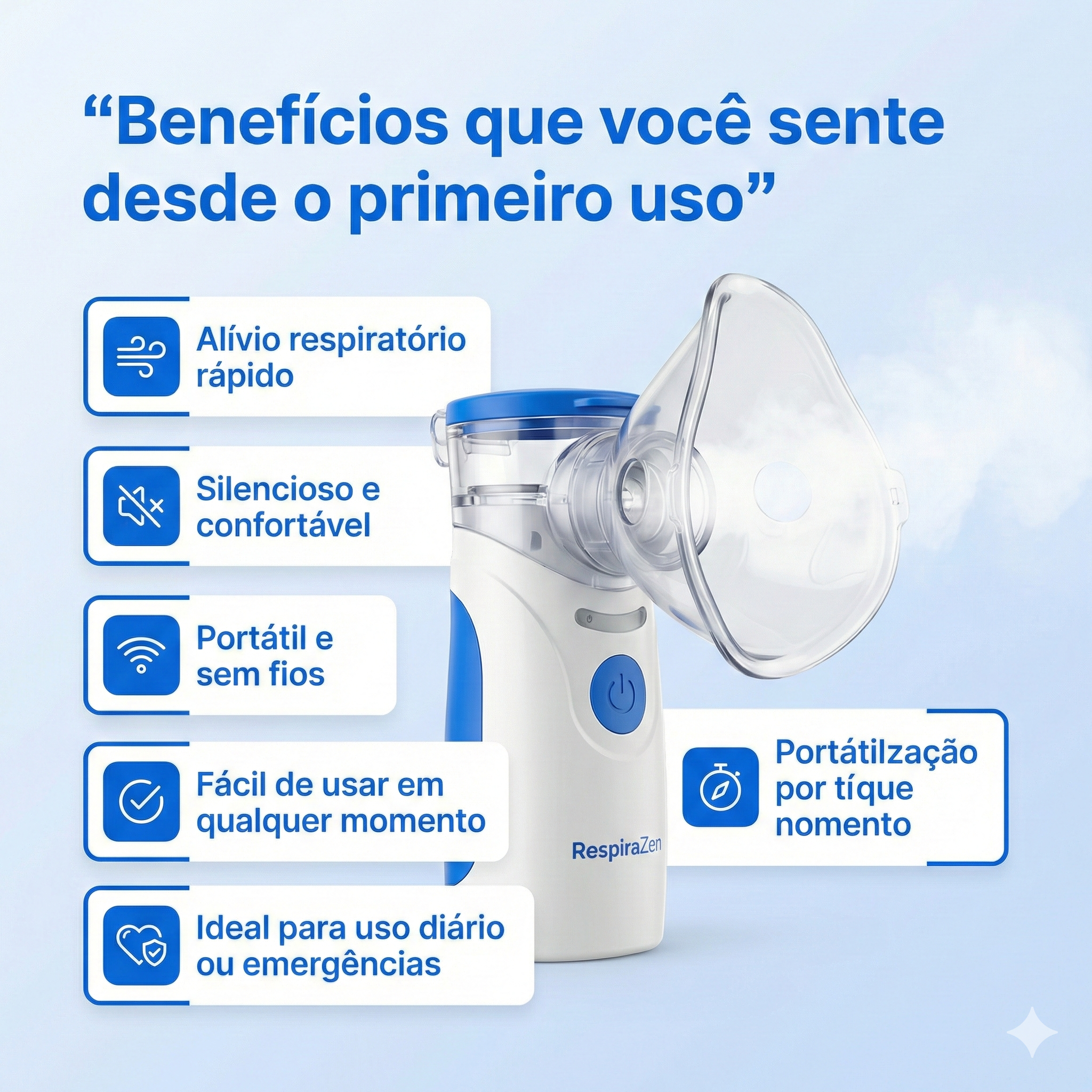 Nebulizador Portátil - Alívio respiratório rápido, onde quer que esteja.