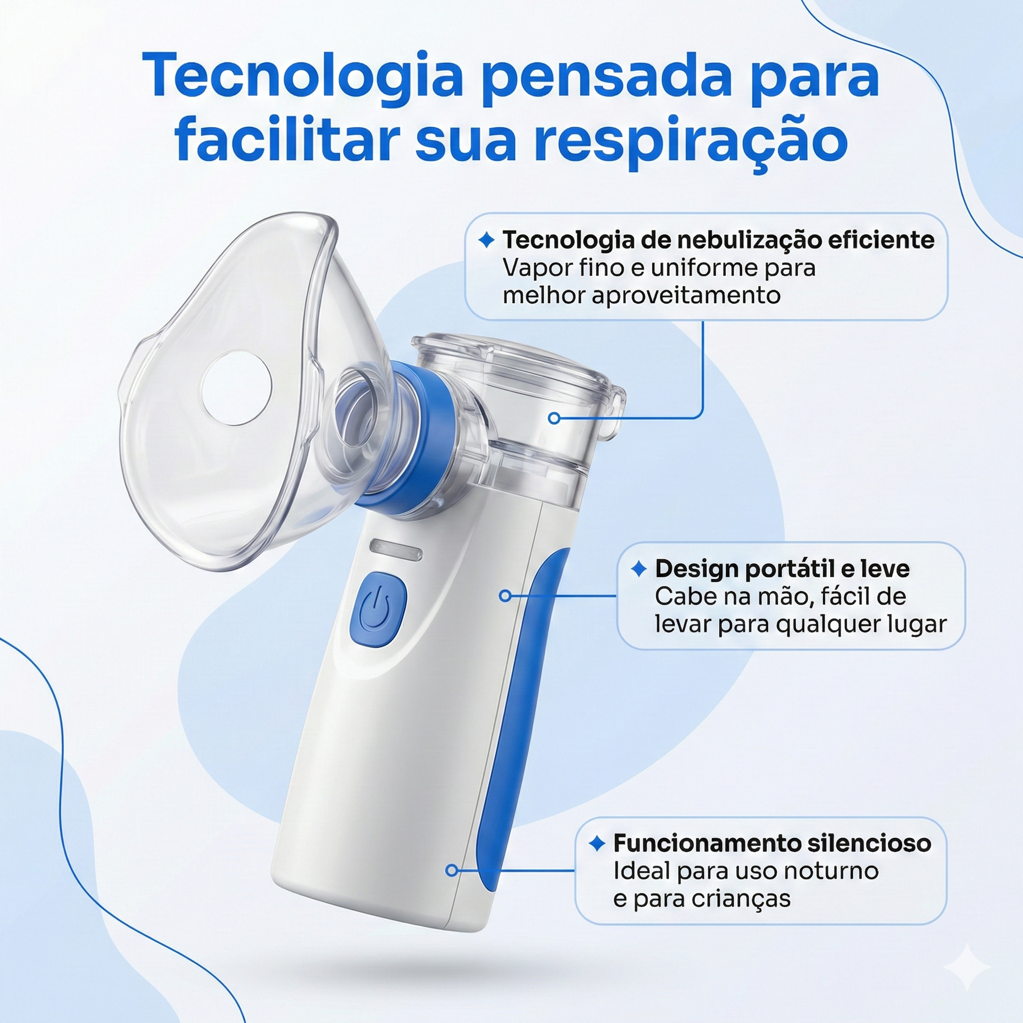 Nebulizador Portátil - Alívio respiratório rápido, onde quer que esteja.
