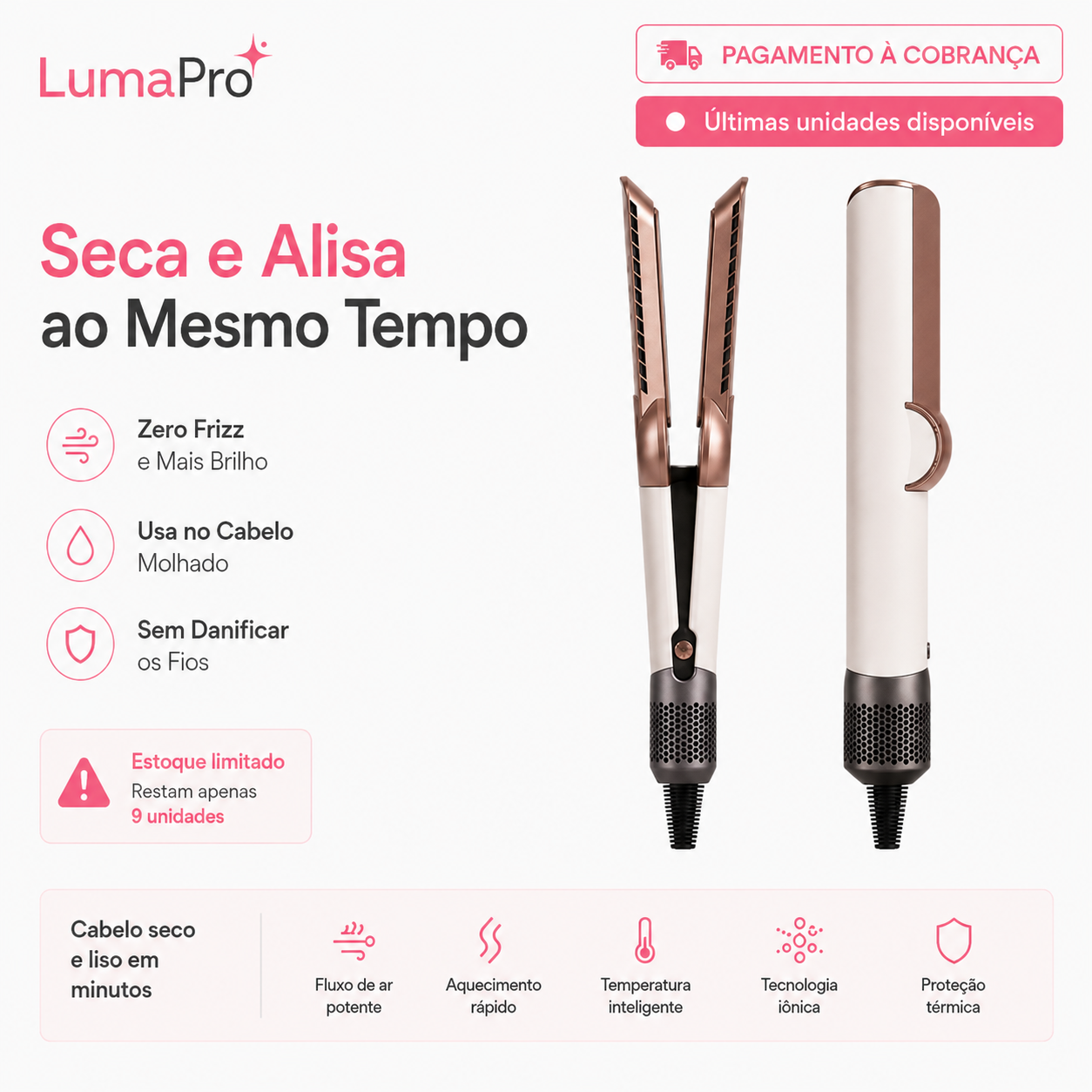 LUMA PRO - Prancha Secadora 2 em 1