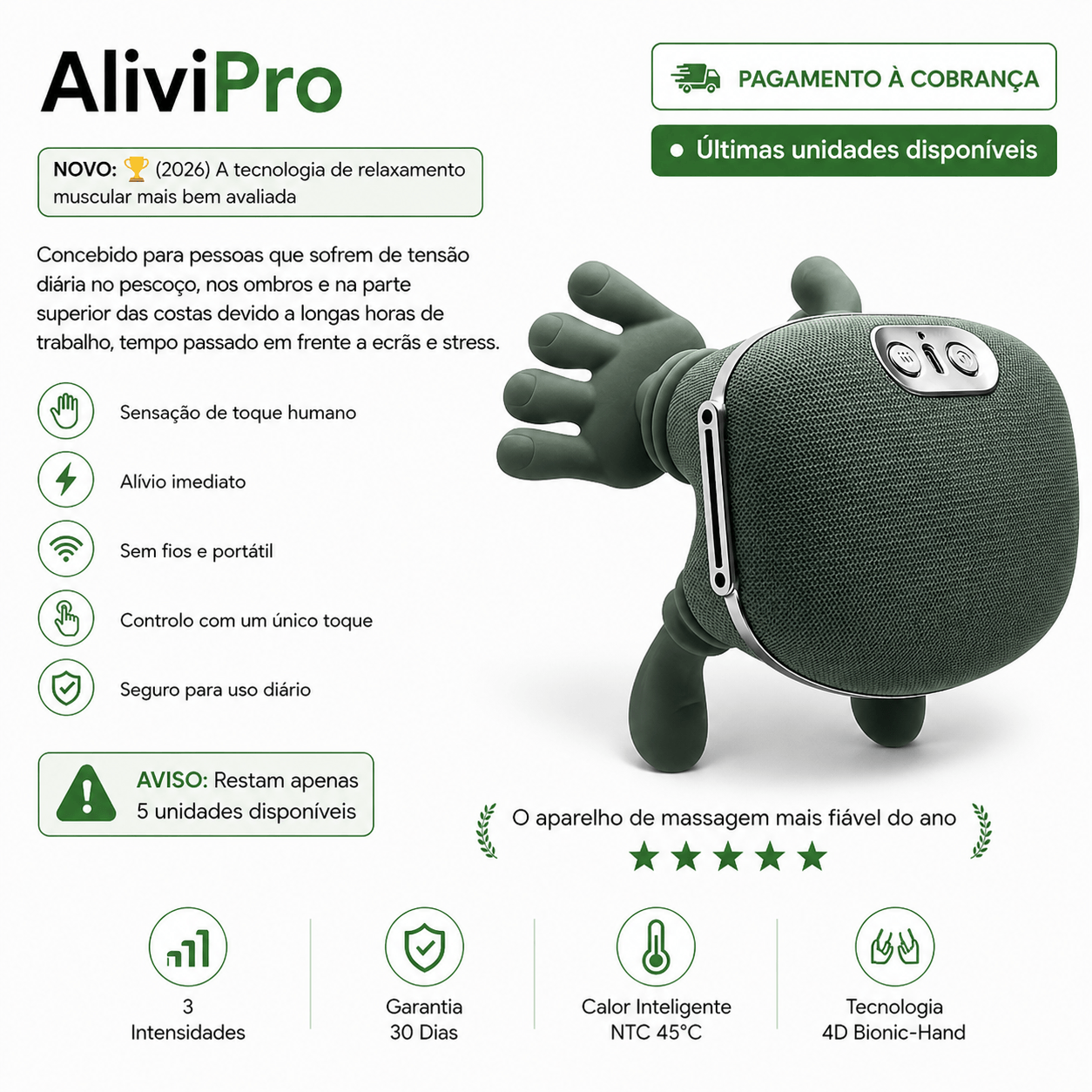 O AliviPro™ vai mais fundo do que qualquer massajador que já experimentaste