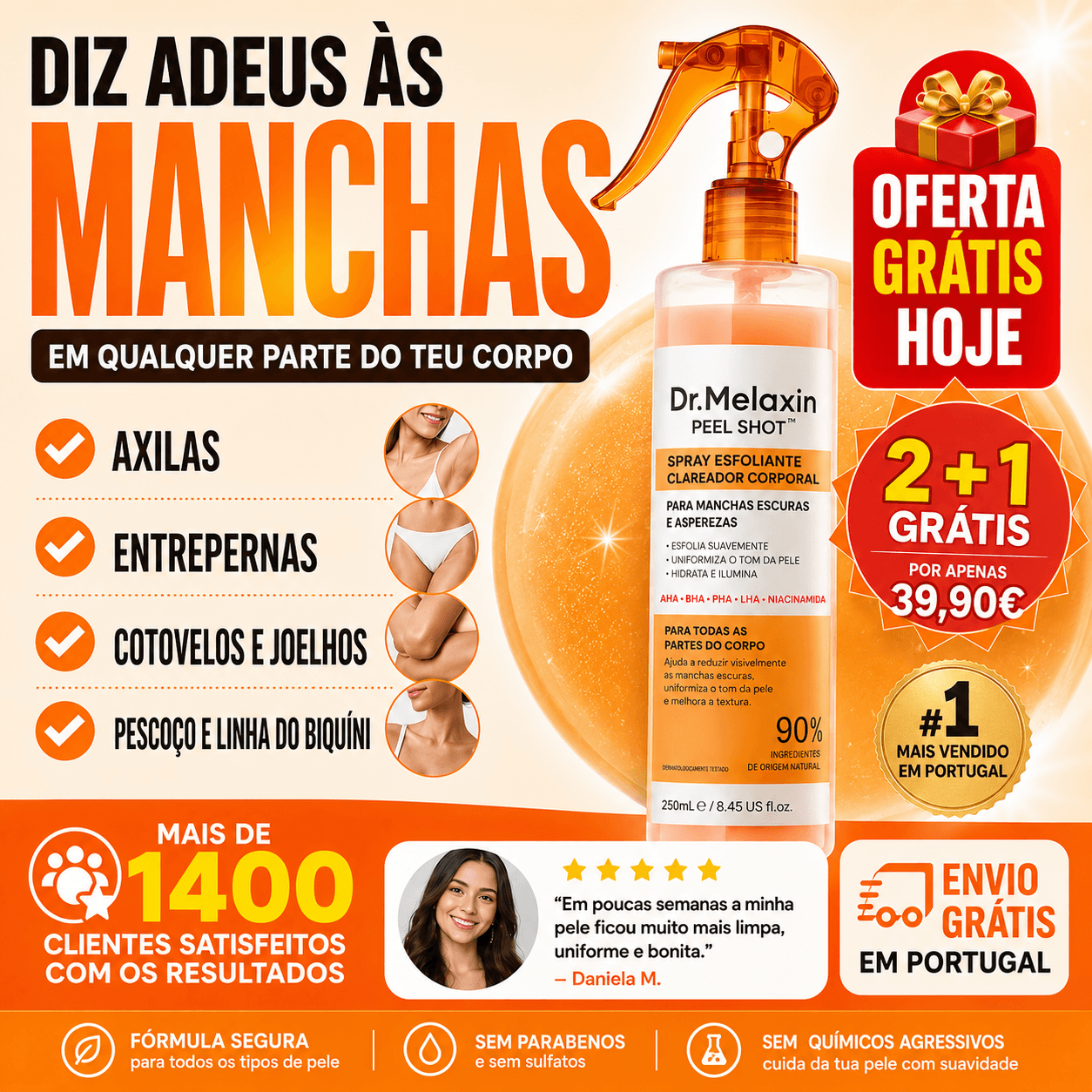 Dr. Melaxin - Spray Anti-Manchas para a Pele - OFERTA 2+1 GRATIS!