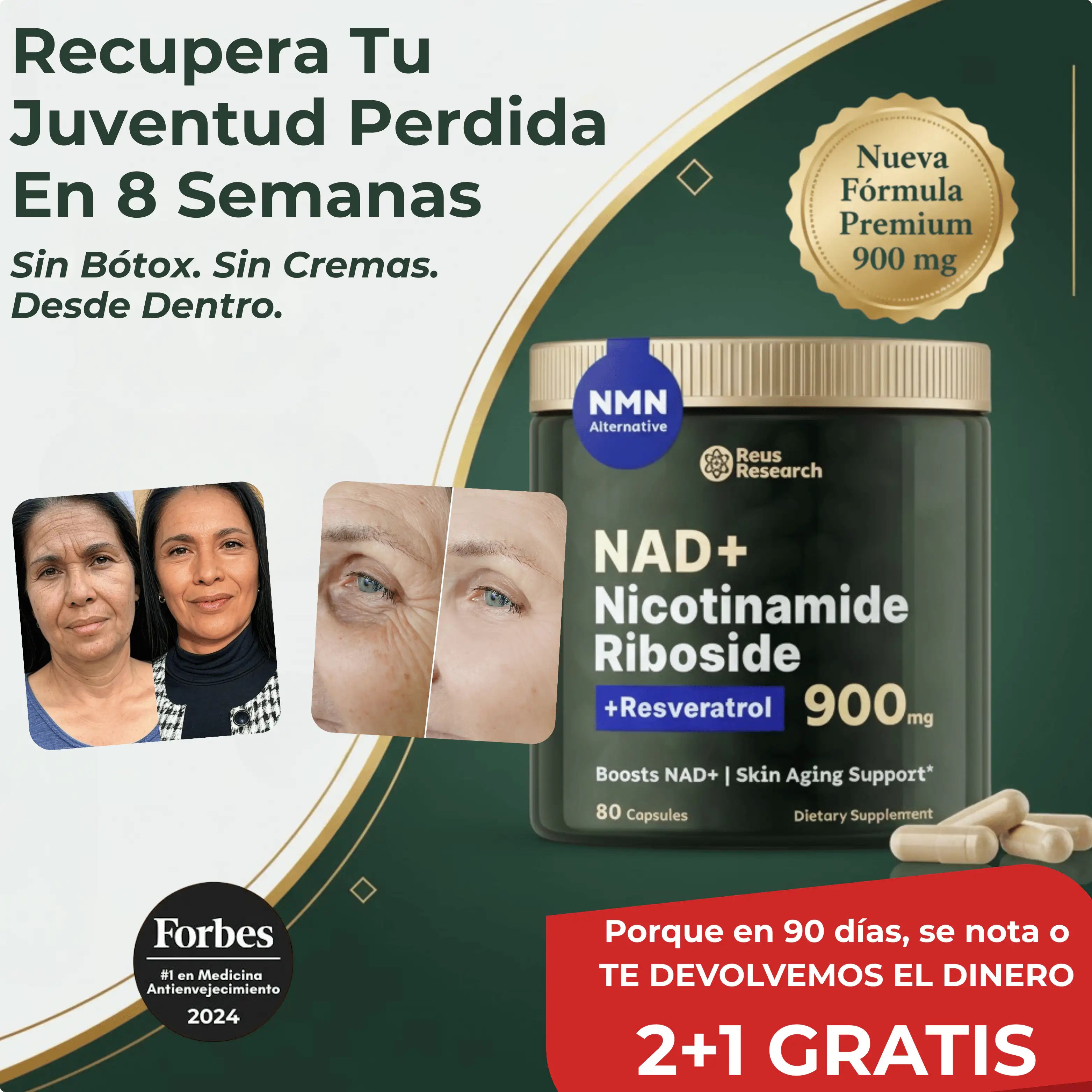 Travão do Envelhecimento | NAD+ 900mg + Resveratrol