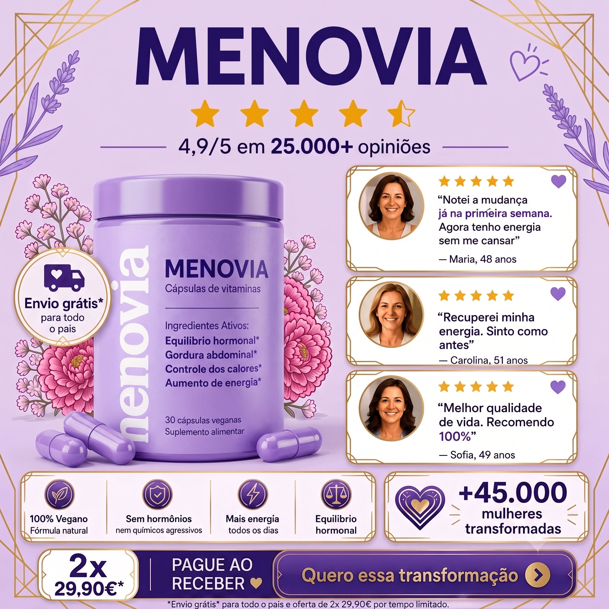 Menovia™ - Bem-estar e equilíbrio durante a menopausa OFERTA ESPECIAL 2 POR 1!