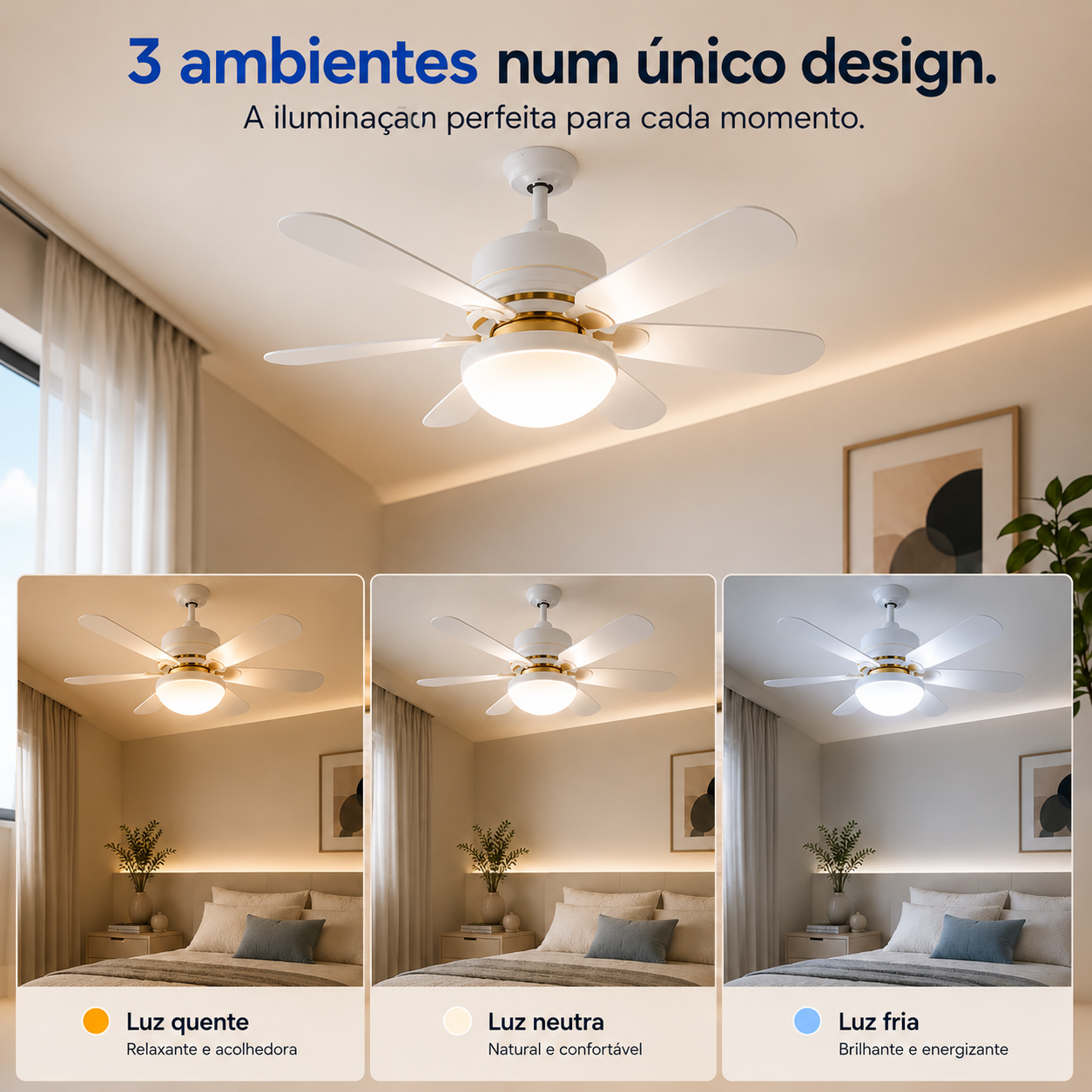 AuraFan™ Ventilador de Teto LED com Controle Remoto