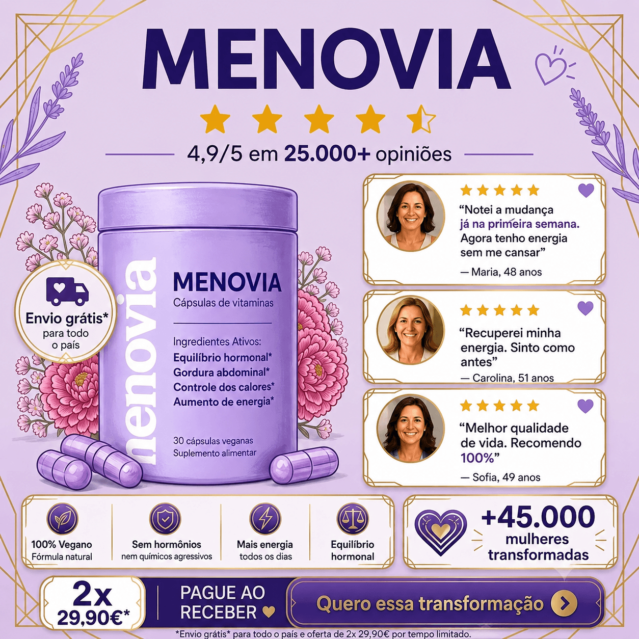 Menovia™ - Bem-estar e equilíbrio durante a menopausa OFERTA ESPECIAL 2 POR 1!